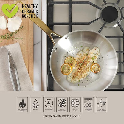 Martha Stewart Castelle 9.5-Inch Stainless Steel Frying Pan