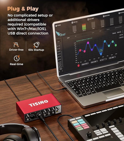 TISINO Audio Interface 24Bit/192kHz, USB Audio Interface