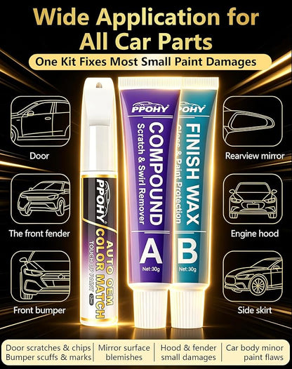Rapid Red Metallic Tinted Clearcoat(D4) Touch Up Paint for Ford with A/B Wax-PPOHY OEM Exact Match,Scratch Repair Kit,2-In-1 Tip/Brush,Quick Dry Anti-Rust Waterproof Paint F-150,Mustang,Explorer,Bronco