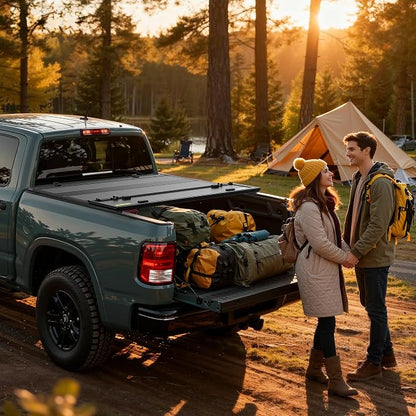 AUTOSAVER88 Low-Profile Hard Quad Fold Truck Bed Tonneau Cover Fit for Ram 1500 New Body Style 2019-2026 with 6.4ft Bed Without Rambox