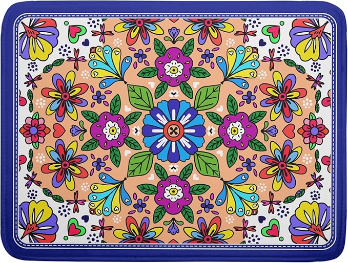 Mexican Talavera Dish Drying Mat Navy Blue Large Microfiber Dish Drain Pad