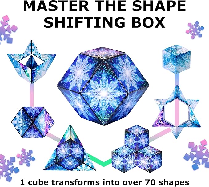 SHASHIBO Shape Shifting Box - Award-Winning Fidget Toy w/ 36 Rare Earth Magnets - Fidget Cube Transforms Into Over 70 Shapes, Sensory Toy Gift for Kids, Teens, and Adults (Polar)