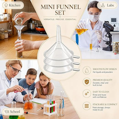 Hoolerry 50 Pcs Small Funnel for Filling Small Bottles Clear Plastic Mini