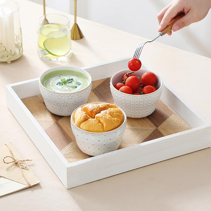 MALACASA Small Dessert Bowls 8 oz, Ice Cream Bowls, Dipping Sauce bowls,Ceramic Bouillon Soup Cups or Certain Side Dishes, Microwave & Dishwasher Safe, Set of 4, Arctic White, Series LYDIA