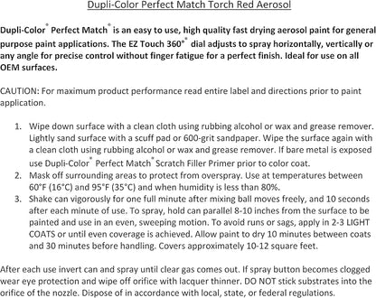 Dupli-Color Perfect Match Premium Automotive Paint, Torch Red, 8 oz