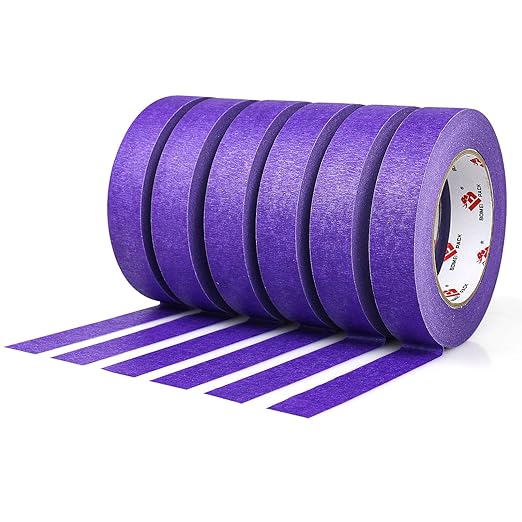 BOMEI PACK Purple Painters Tape,1" x 60 Yards x 6 Rolls (360 Yards Total) - Paint Tape for Walls Painting, Automotive, Labeling, DIY Crafting, Decoration and School Project