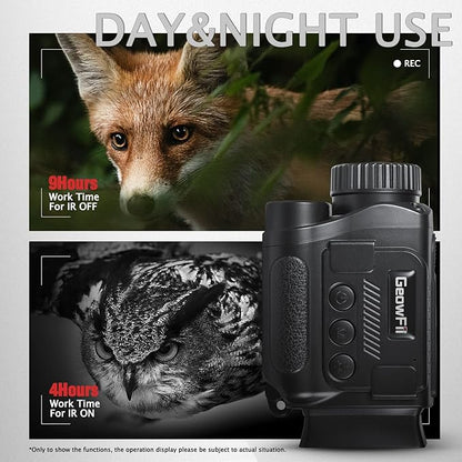 GeowFiiTech Night Vision Monocular, 4K Infrared Digital Night Vision Goggles with 850nm IR, 40M Photo & 4K Video, 984FT Range, 8X Zoom, Rechargeable Battery, 32GB Card for Hunting Camping Adventure