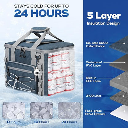 Maelstrom Soft Sided Cooler Bag, 30/40 Can Collapsible Insulated Ice Chest, Large Leakproof Camping & Travel Cooler for Kayaking & Beach