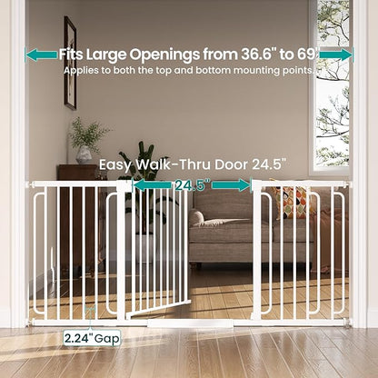 Cumbor Extra Wide Baby Gate, 36.6-69" Walk-Through Dog Gate