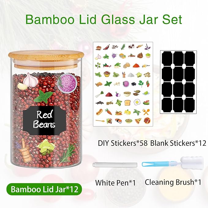 BGraceyy Glass Jars with Bamboo Lids 20 oz