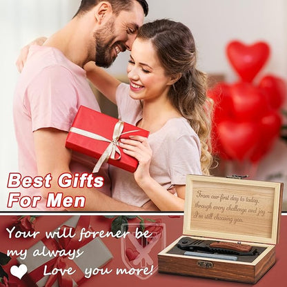 Titorld 10 Years Anniversary Keepsake Gifts for Him, 10th Tin Anniversary for Men Him Husband, Ten Year Marriage Wedding Date Engraved Pocket Knife with Gift Box, Personalized Mens knife