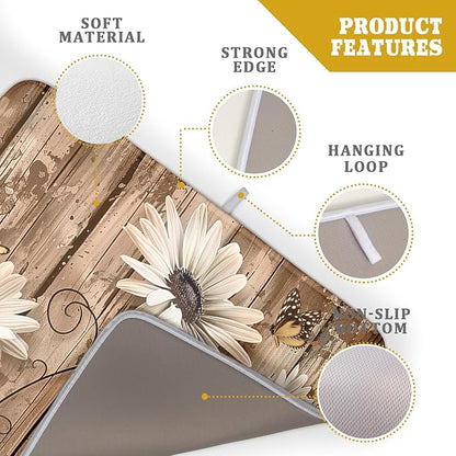Summer Daisy Flowers Dish Drying Mat