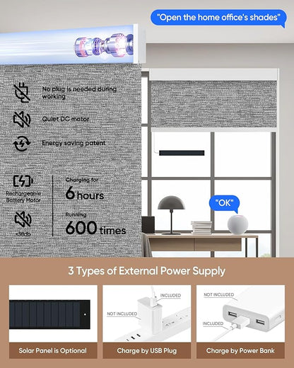 Kincmo Motorized Blinds with Remote, 100% Blackout Motorized Roller Shades Work