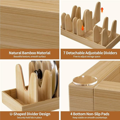 Housolution Bamboo Pot and Pan Organizer