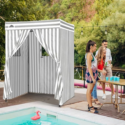 EAGLE PEAK Flex Compact 5x5 Pop-up Canopy Changing Room, Portable Privacy Dressing Room for Indoor Fashion Photoshoots, Camping, or Pool, Gray/White