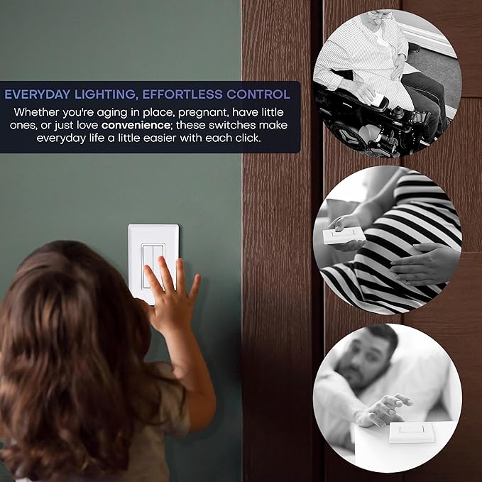 RunLessWire 3-Way Fan & Light Battery-Free DIY Kinetic Wireless Light Switch Kit
