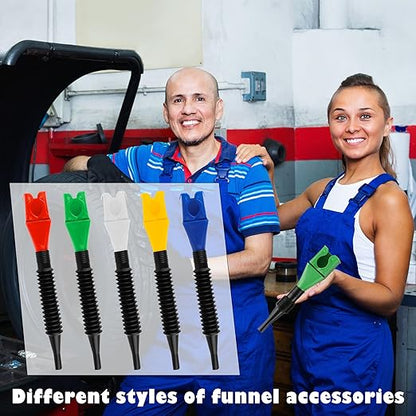 30 Pcs Automotive Funnel Set Wide Mouth Fuel Oil Funnel Plastic Long Neck