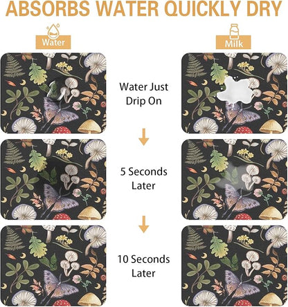 Kitchen Countertop Dish Drying Mat, Super Absorbent Coffee Bar Mat