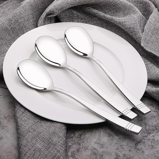 6 Pieces Large Serving Spoons, Stainless Steel Serving Spoons for Cooking, Buffet & Banquet
