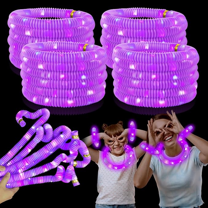 24 PCS Purple Glow Sticks Party Favors for Kids, Light Up Necklaces Bracelets Accessories for Toddlers,Halloween Birthday Party Basket Goodie Bag Stuffers Fillers,Treats Prizes Toys Gifts for Boy Girl