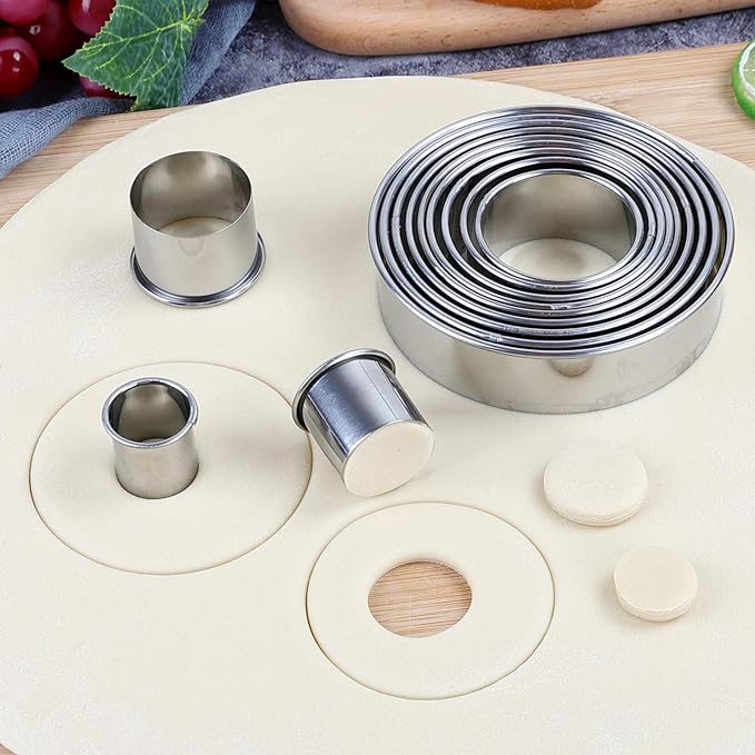 Round Cookie Cutters Set 12 Pieces Bistcuit Cookie Cutters Circle Pastry