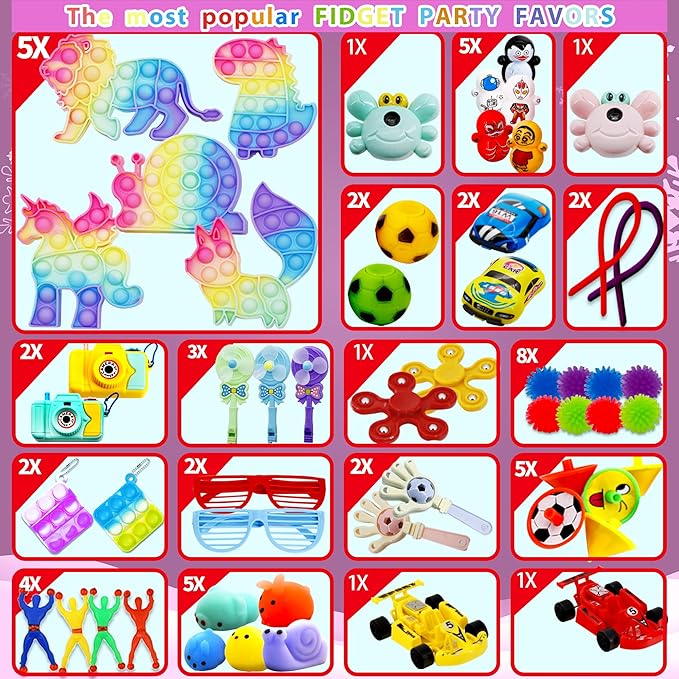 1000+ PCS Party Favors for Kids, Fidget Toys Pack, Birthday Gift,Christmas Stocking Stuffers,Christmas Gift,Treasure Box, Goodie Bag Stuffers, Carnival Prizes,Pinata Filler Sensory Toy for Classroom