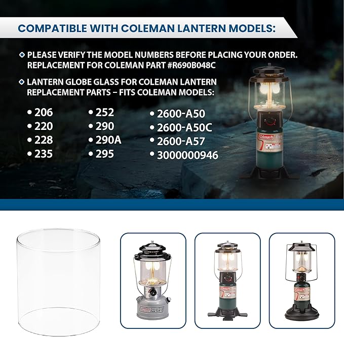 American Mantle Clear Straight Lantern Globe: CLG8500 (Replacement for CLMN R690B048C) - 4.92"x4.92"x5.31"