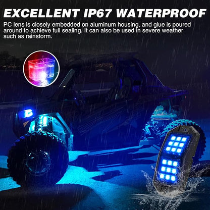 Nilight RGB LED Rock Lights Kit 8 PCS 18LED Wide Angle Wheel Well Light with Remote & Bluetooth App Dual Control Multi Modes Underglow Multicolor Neon Pod for ATV UTV SUV Offroad Truck RZR Boat