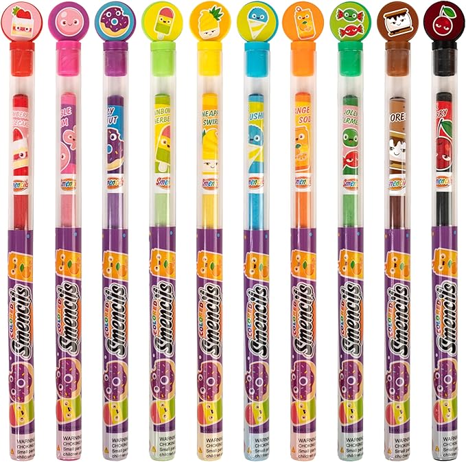 Colored Smencils - Patented Gourmet Scented Colored Pencils made from Recycled Newspapers, 10 Count, Gifts for Kids, School Supplies, Classroom Rewards