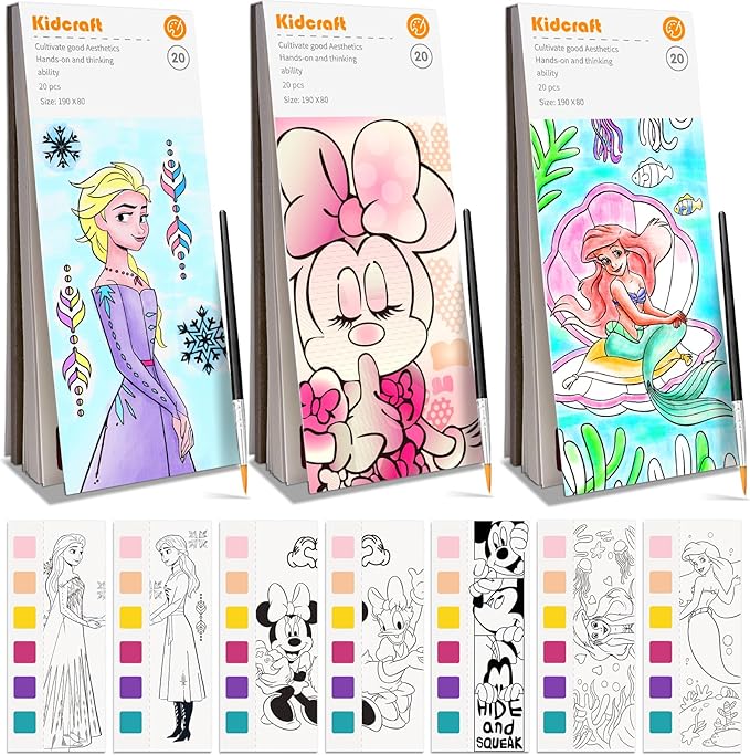 Paint with Water Coloring Books for Kids - 3 Pack, Pocket Mess Free Watercolor Painting Kit, Water Color Paint Set Arts and Crafts Gift for Girls Ages 4 5 6 7 8+, Travel Activity Toy