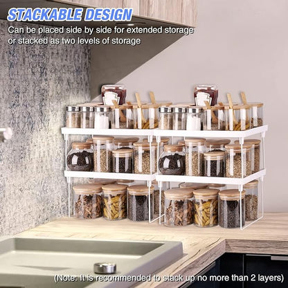 NiHome 4-Pack Stackable Plastic Kitchen Storage Shelf Foldable Rack