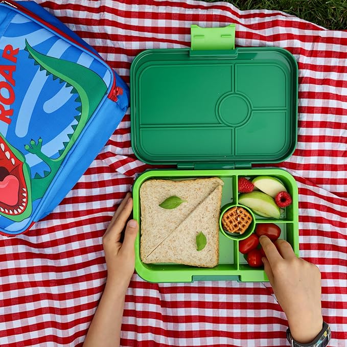Yumbox Tapas Bento Lunch Box – Leakproof & Reusable Food Container for Adults, Teens & Kids – 4-Compartment Tray – Palm Green Lime – BPA-Free & Easy to Clean – Ideal for Work, School & Travel