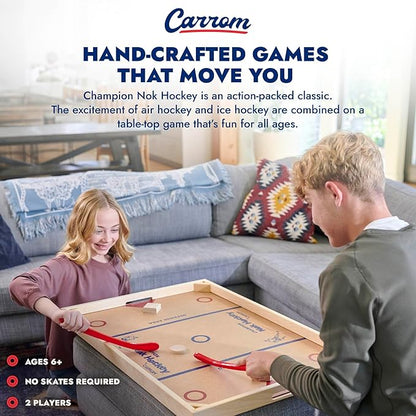 Carrom Champion Nok Hockey Game (Standard Size) — Wooden Board Games for Adults & Children — Indoor and Outdoor Games for Family — Sports Board Games