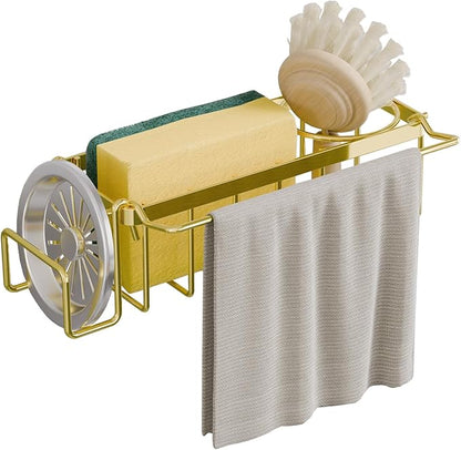 TAILI Sponge Holder with Strong Suction Cup, 4-in-1 Rustproof Sink Organizer