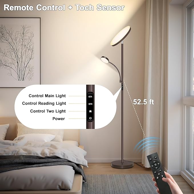 Aulaiyi Floor Lamps for Living Room, 42W Super Bright LED Floor Lamp, 2-in-1