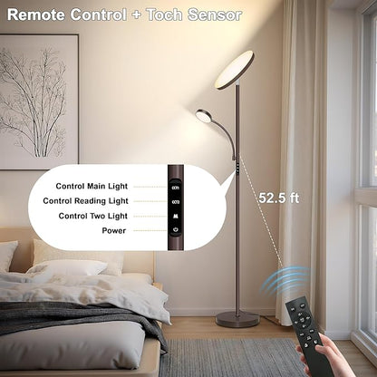 Aulaiyi Floor Lamps for Living Room, 42W Super Bright LED Floor Lamp, 2-in-1