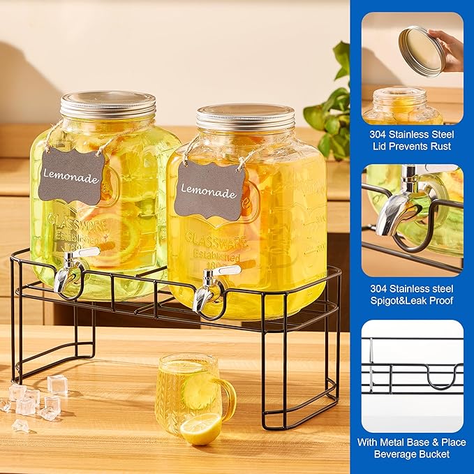 1.5 Gallon Glass Drink Dispensers
