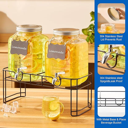 1.5 Gallon Glass Drink Dispensers