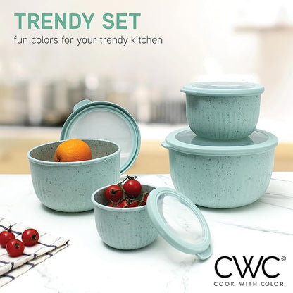 COOK WITH COLOR Prep Bowls with Lids- Wide and Deep Nesting Plastic Small