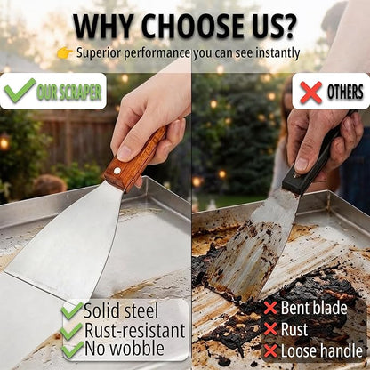 Griddle Scraper, Heavy Duty Stainless Steel Grill Scraper