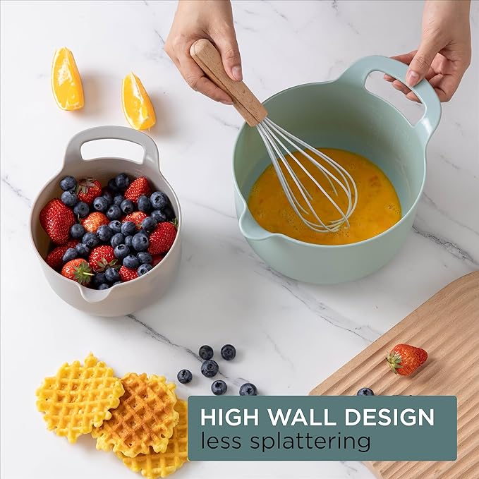 COOK WITH COLOR Nesting Plastic Mixing Bowl Set with Pour Spouts and Handles