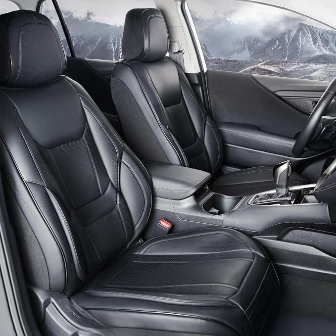 Coverland Custom SUV Car Seat Covers Front Seats for [2024-2026 GMC Hummer EV SUV] - Protector Car Seat Cover Water Resistant Leather Memory Form Back Support Seat Cushion [Front-Black]