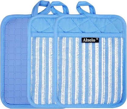 Alselo Silicone Pot Holders Set of 3 Heat Resistant & Non Slip Potholders