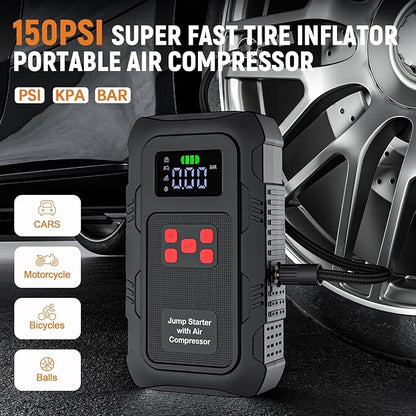 HPBS 6000A Jump Starter with Air Compressor, Portable Car Battery Jump Starter