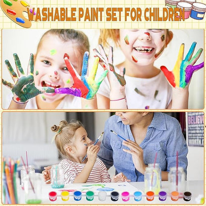 280 Pcs Washable Acrylic Paint for Kids Arts and Crafts, 20 Gouache Watercolor Paint Sets of 12 Colors for Party Classroom Painting Supplies, 20 Flat and 20 Pointed Brushes