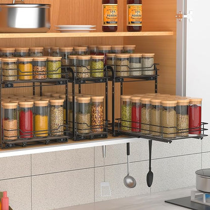 BOIVSHI 2-Tier Spice Rack, Pull Out Spice Racks Organizer