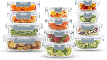 JoyJolt 24pc Borosilicate Glass Storage Containers