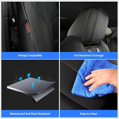 coverdream Tacoma Hybrid Seat Covers Full Set for 2024-2026 Toyota Tacoma TRD Sport,TRD Off-Road,Limited,Trailhunter Pickup,Waterproof Leather Car Seat Protector(Black & Carbon Fiber)