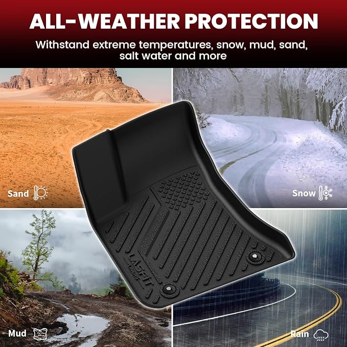 LASFIT Floor Mats & Trunk Mat for Dodge Charger 2011-2023 AWD, for Chrysler 300 2011-2023 AWD, Fit Without Subwoofer, All Weather TPE Custom Fit Car Mats Floor Liners Cargo Liner Cargo Mat Black