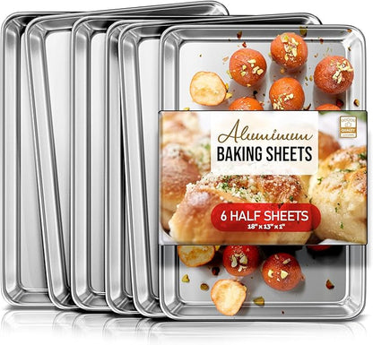Eatex Aluminum Baking Sheet Set, 6 Pack Cookie Sheet Set, 18” x 13” Steel